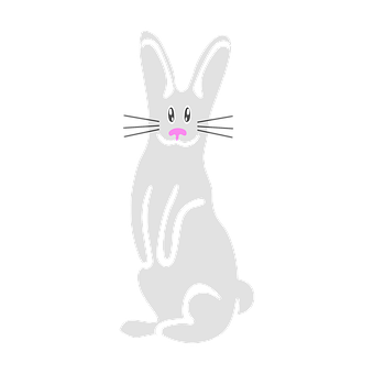 Simplified White Bunny Black Background PNG with transparent background
