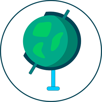 Simplified World Globe Icon PNG with transparent background