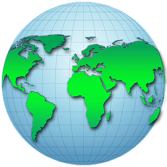 Simplified World Globe PNG with transparent background