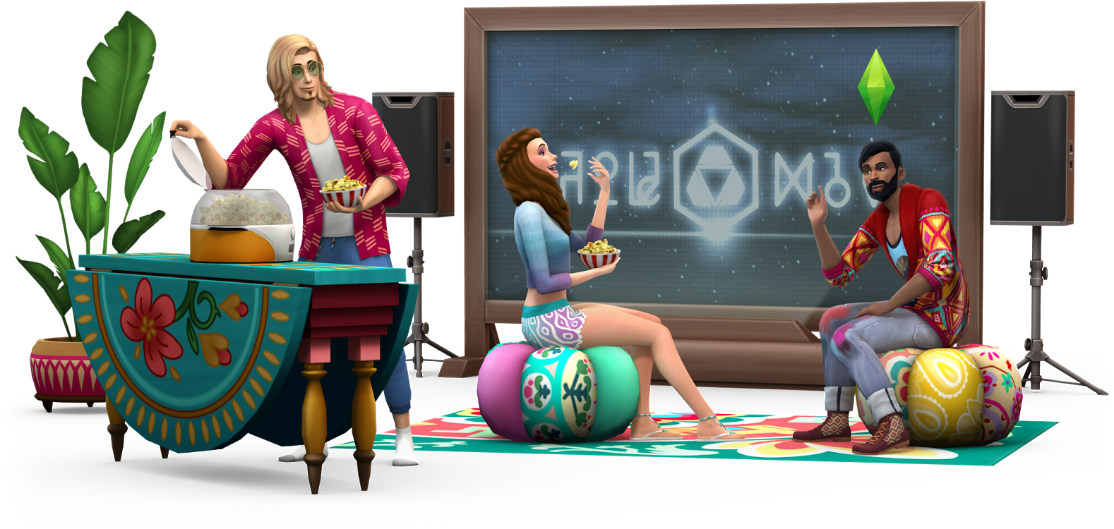 Sims4 Bohemian Living Room Scene