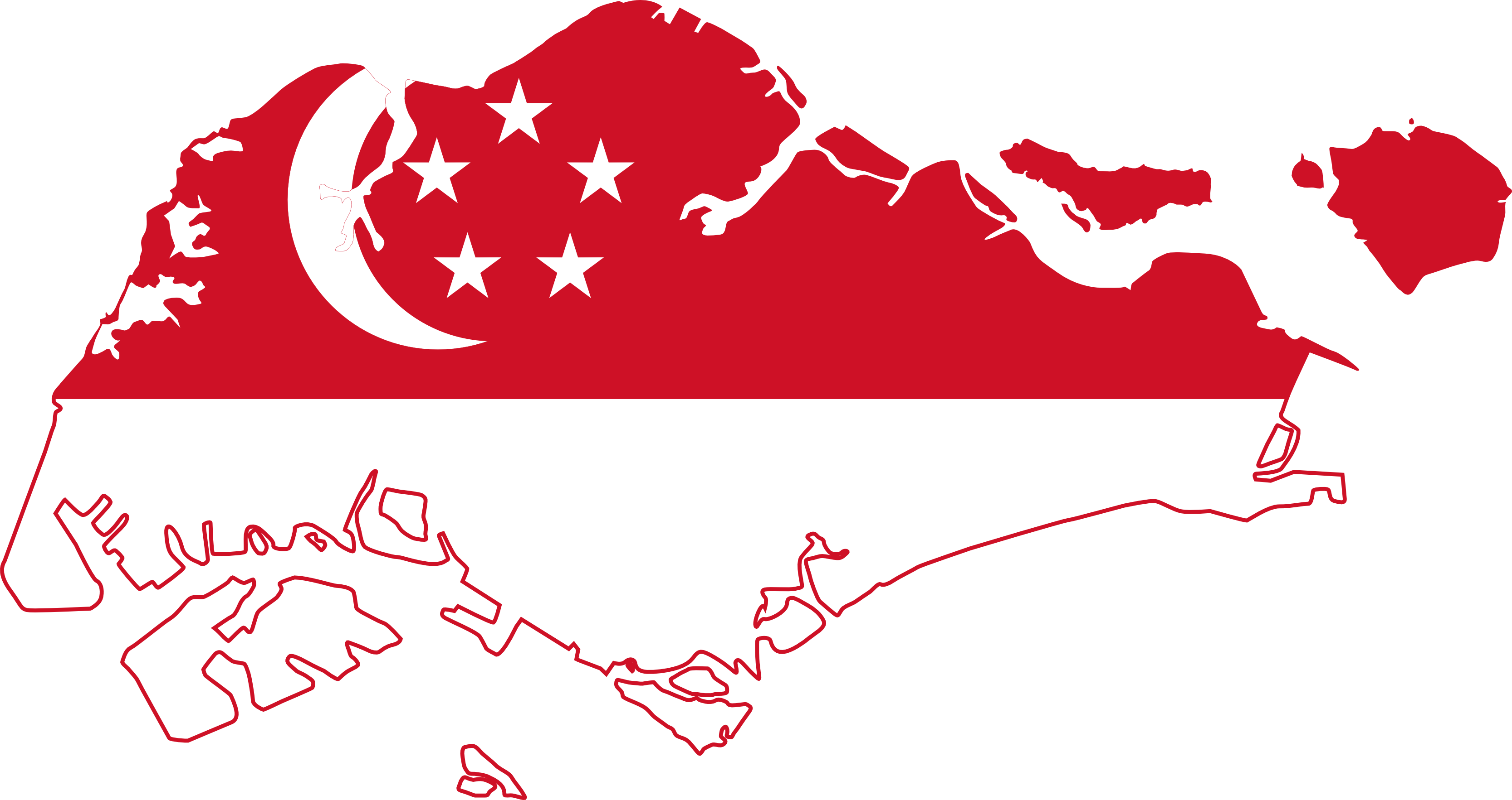 Singapore Flag Map