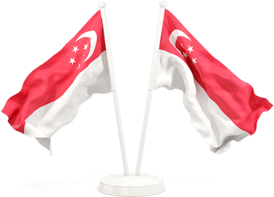 Singapore Flagson Stands PNG with transparent background