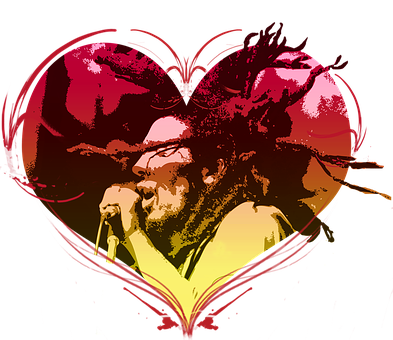 Singer Silhouette Heart Art PNG with transparent background