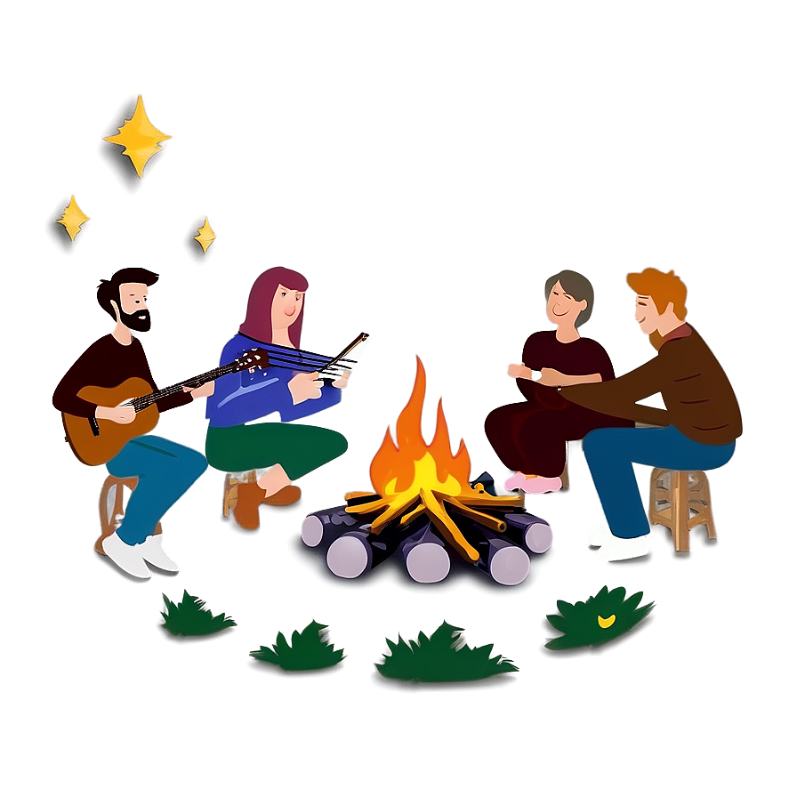 Singing around Campfire PNG qoi6 PNG with transparent background