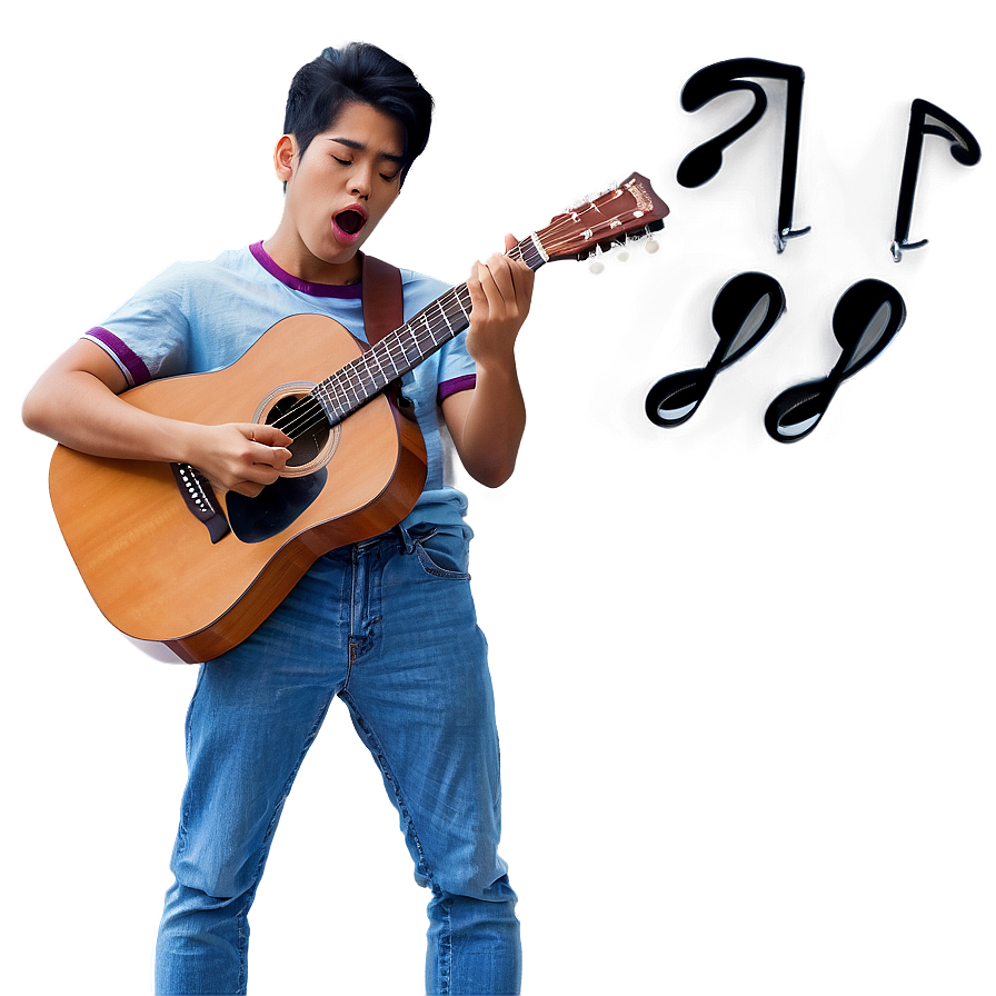 Singing with Guitar PNG aoj24 PNG with transparent background