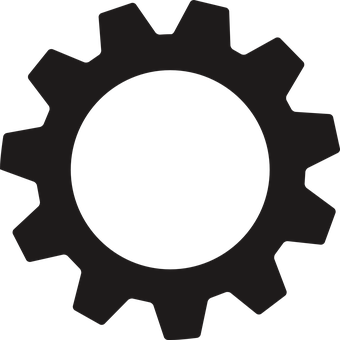 Single Black Gear Icon PNG with transparent background
