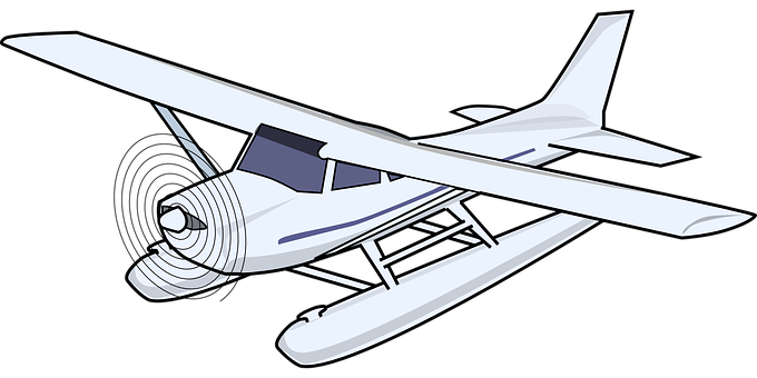 Single Engine Seaplane Illustration PNG with transparent background