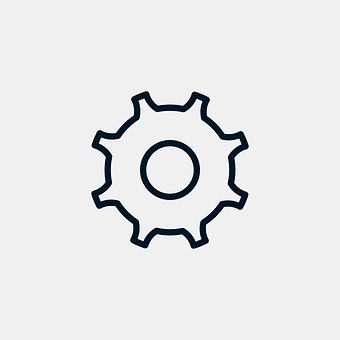 Single Gear Icon Graphic PNG with transparent background