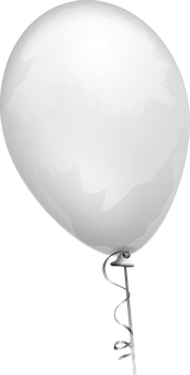 Single White Balloonwith String PNG with transparent background