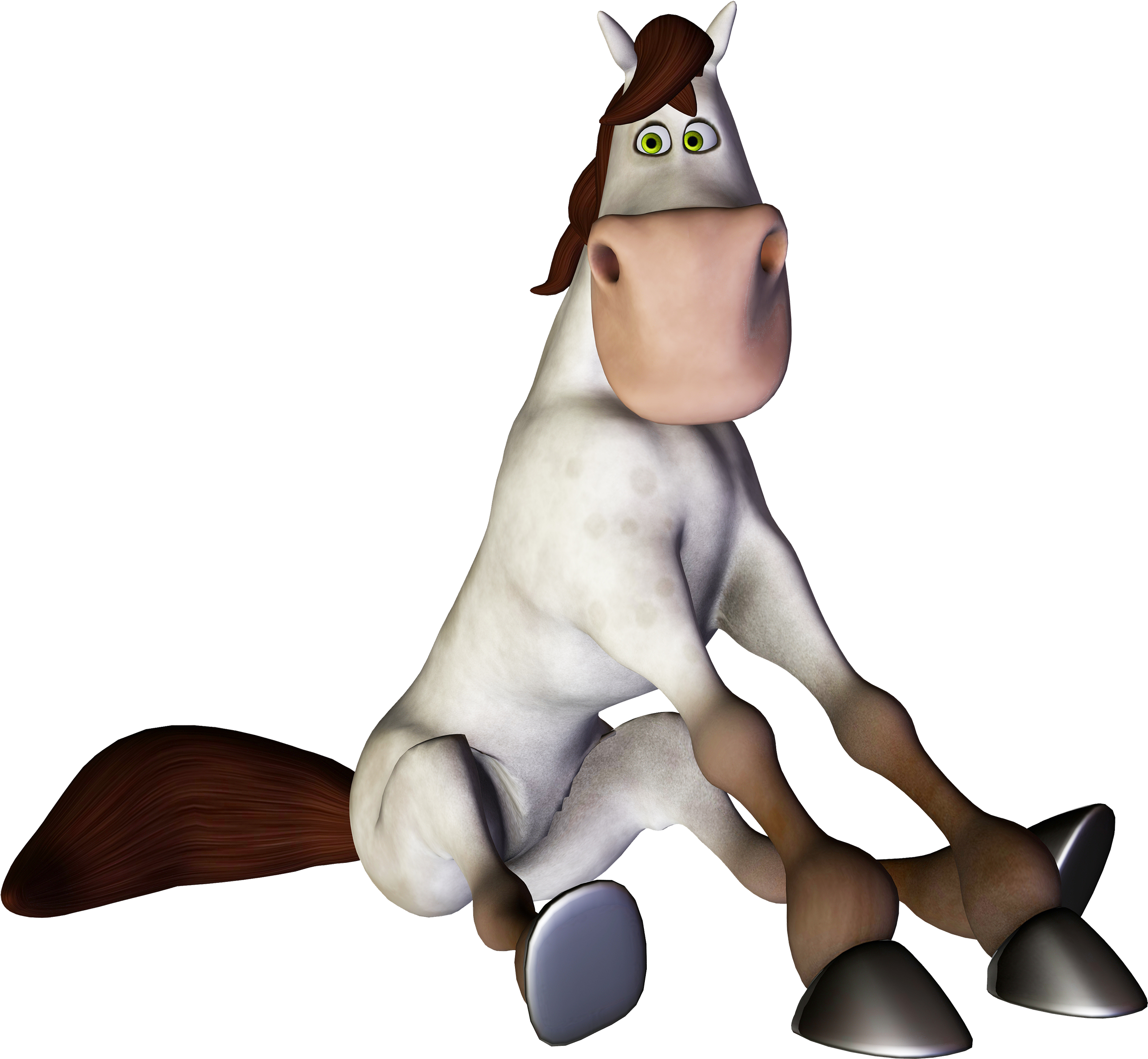 Sitting Cartoon Horse