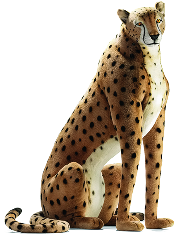 Sitting Cheetah Transparent Image - Life Size Cheetah Stuffed Animals, HD Png Download PNG with transparent background