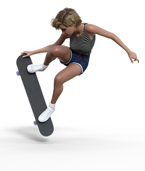 Skateboarding Girl Action Pose