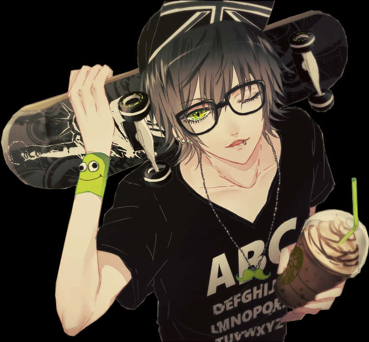 Skater Anime Boywith Glasses