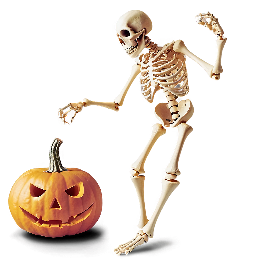 Skeleton Dancing Beside Pumpkin Png Nif66