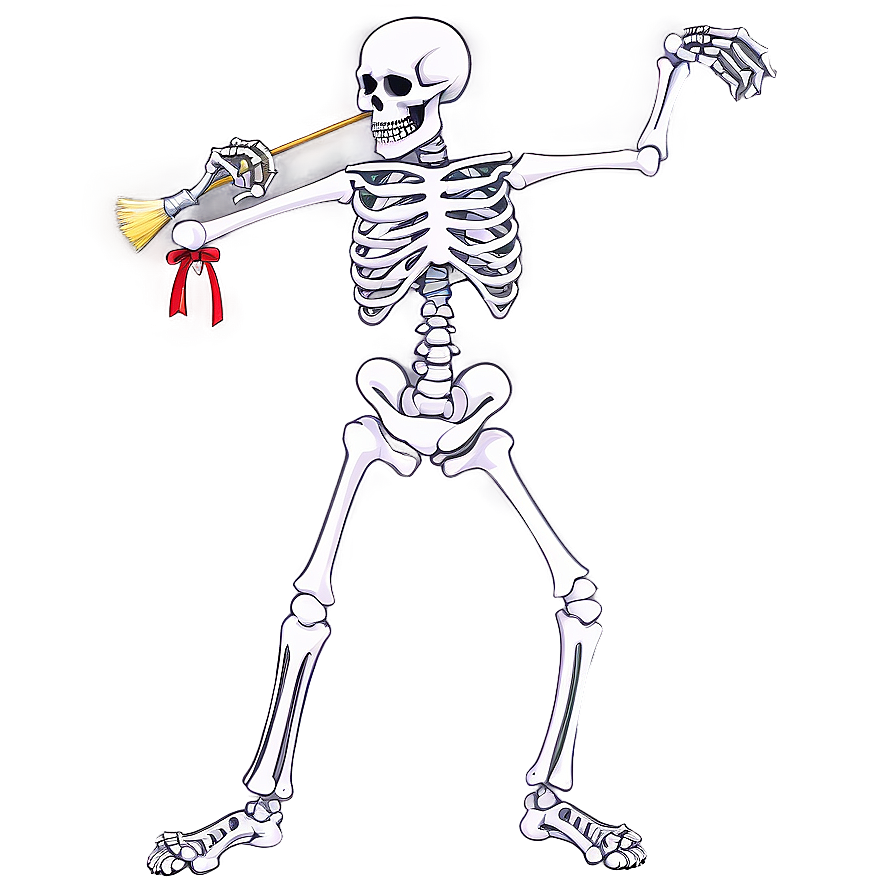 Skeleton Dancing With Broom Png Faj