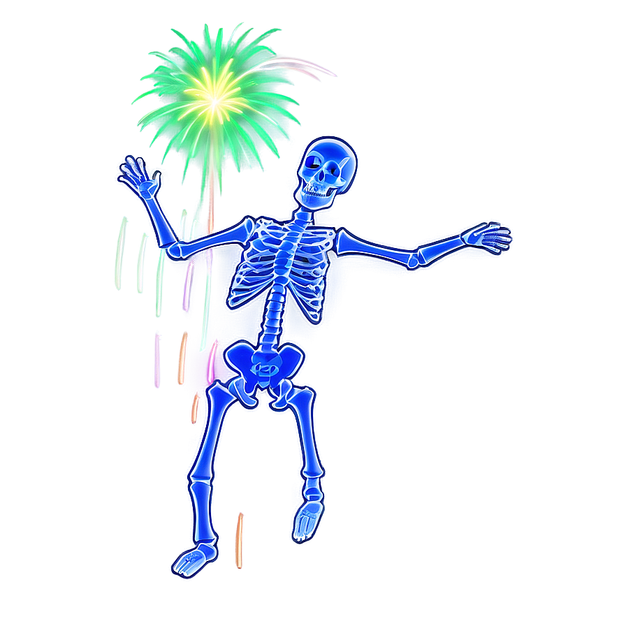 Skeleton Dancing With Fireworks Png Lny65