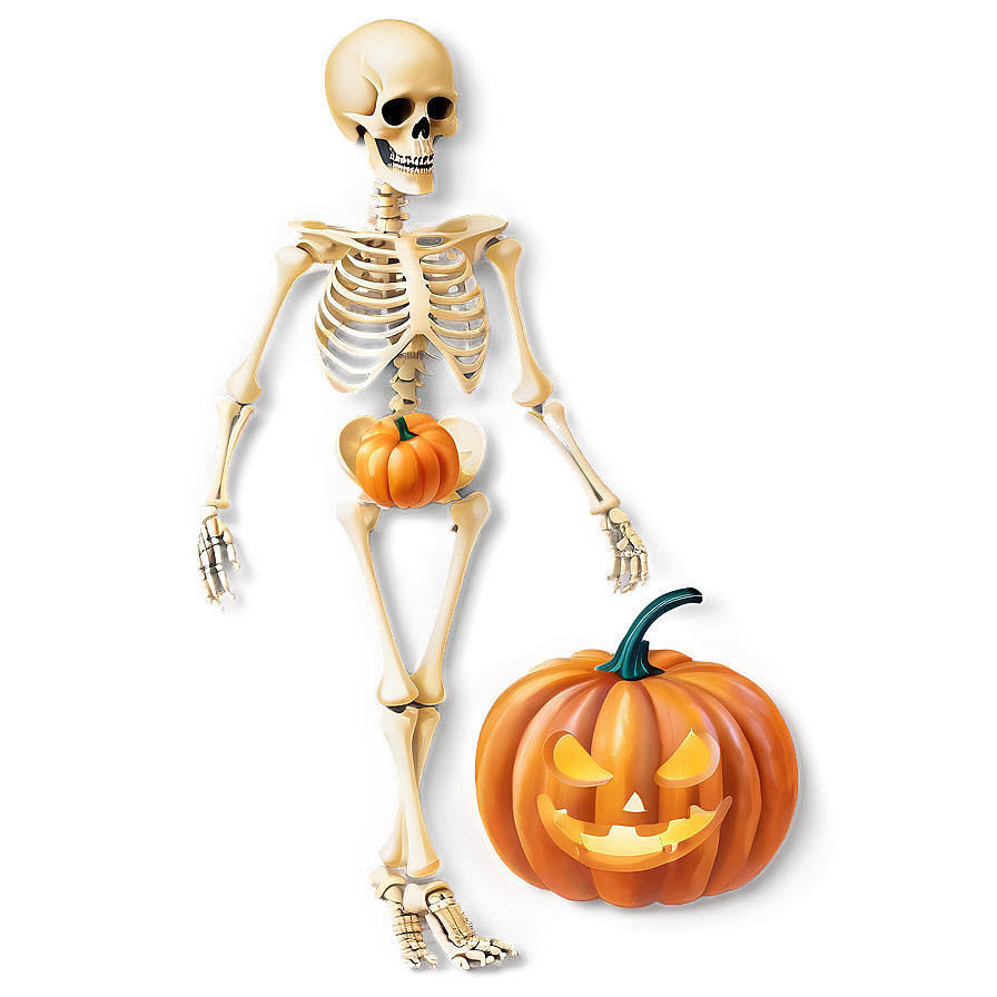 Skeleton With Pumpkin Png Byj3