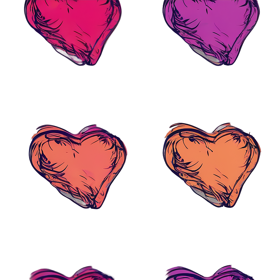 Sketched Heart Design Png 86