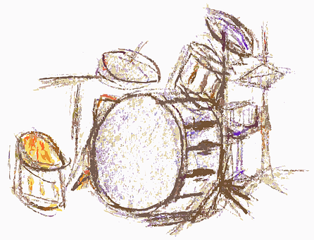 Sketchof Drum Set PNG with transparent background