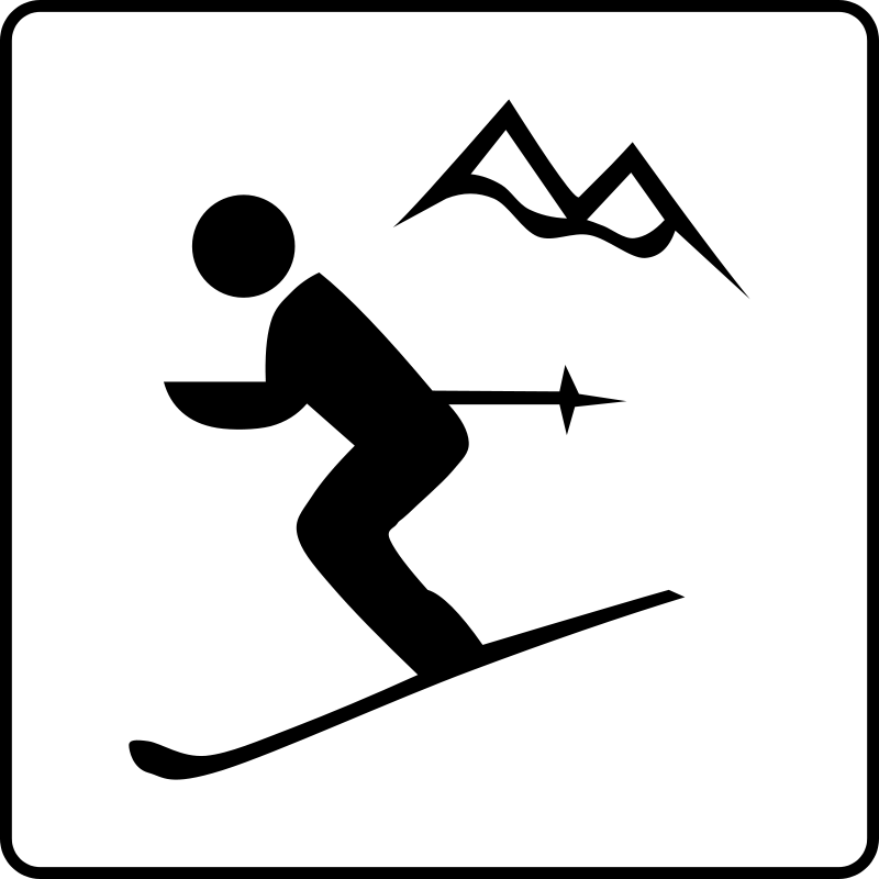 Skiing Silhouette Icon PNG with transparent background