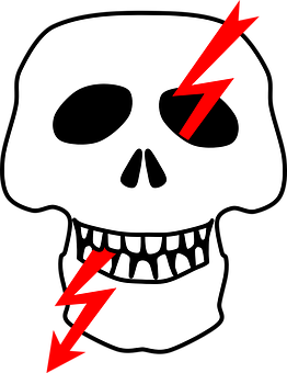 Skull_with_ Lightning_ Bolts PNG with transparent background