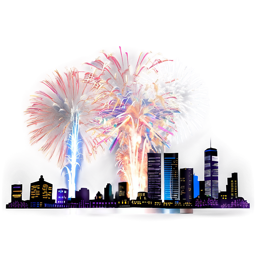 Skyline With Fireworks Png Ium