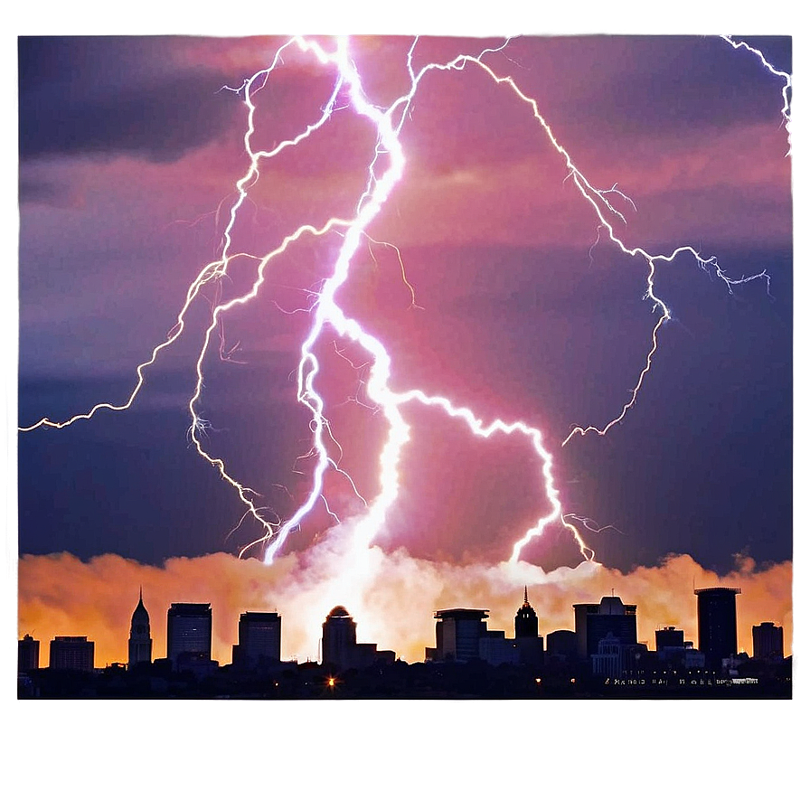 Skyline With Lightning Png Kqe83