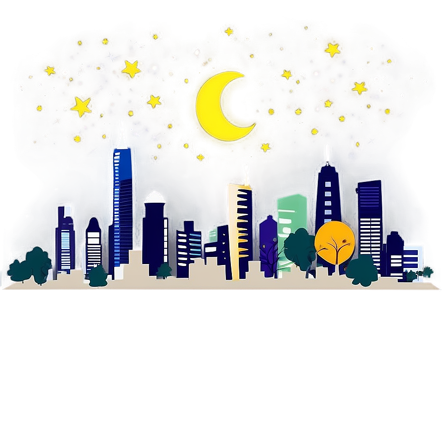 Skyline with Stars PNG wtx74 PNG with transparent background