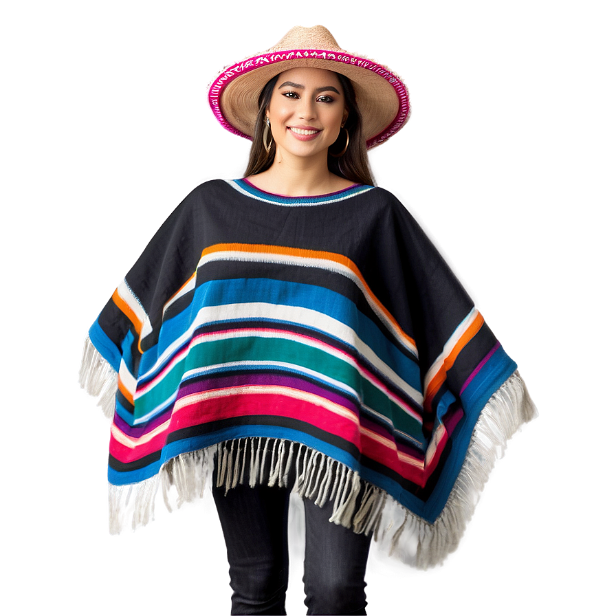 Sleek Mexican Poncho Graphic Png 06282024