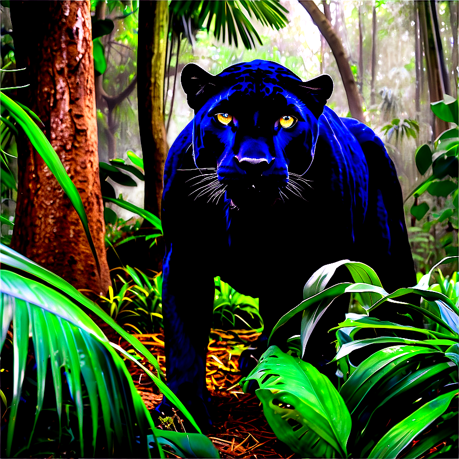 Sleek Panther In Jungle Png 72