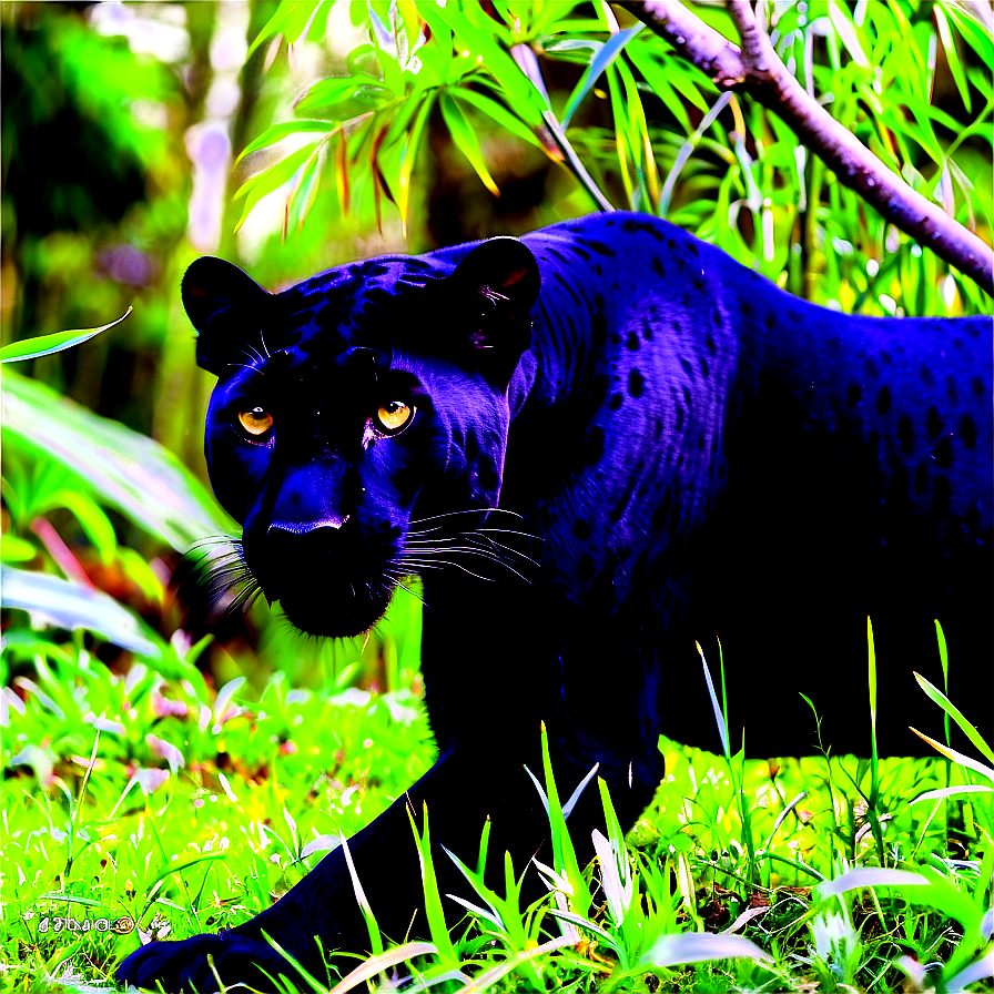 Sleek Panther In Jungle Png Crw61