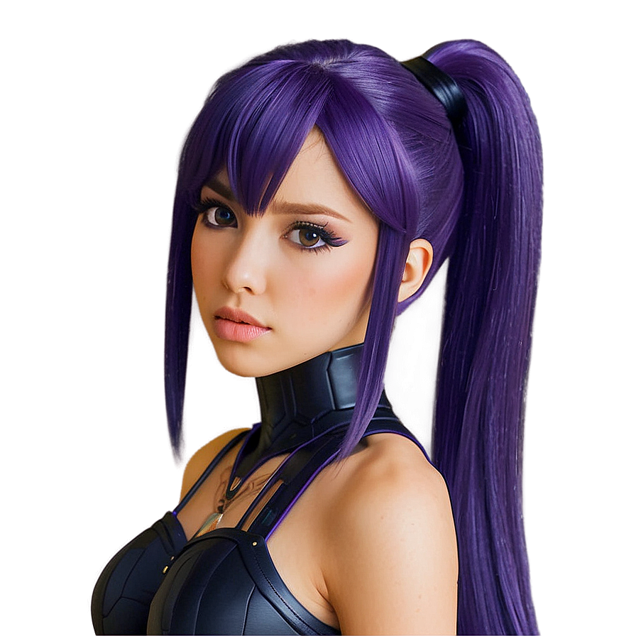 Sleek Purple Hair Anime Warrior Png 62