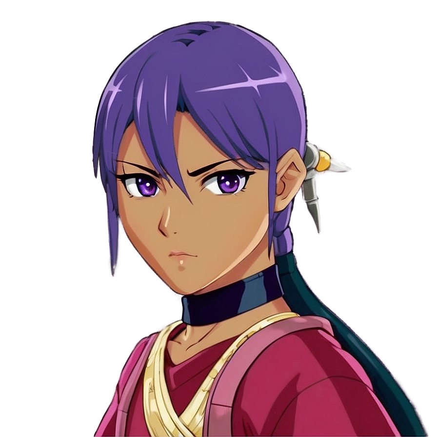 Sleek Purple Hair Anime Warrior Png Emu