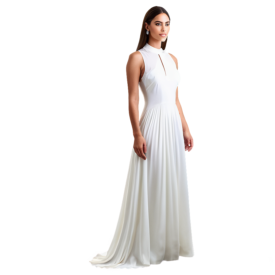 Sleek White Evening Dress PNG 06212024 PNG image with a transparent background, free high-resolution download