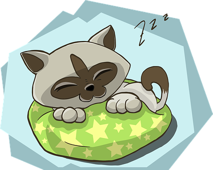 Sleeping_ Cartoon_ Kitten_on_ Pillow