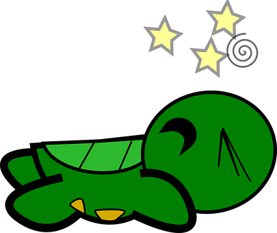Sleeping Cartoon Turtle Under Stars PNG with transparent background