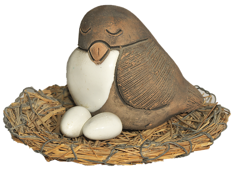 Sleeping Clay Bird Nest Eggs