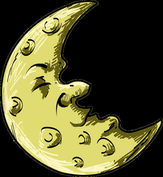 Sleeping Crescent Moon Cartoon