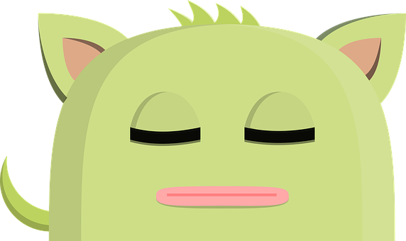 Sleepy Cartoon Cat Face PNG with transparent background
