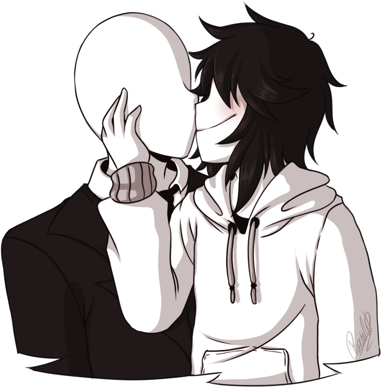 Cartoon,black And Art,fictional Character,black - Jeff X Slenderman Cute, HD Png Download PNG with transparent background