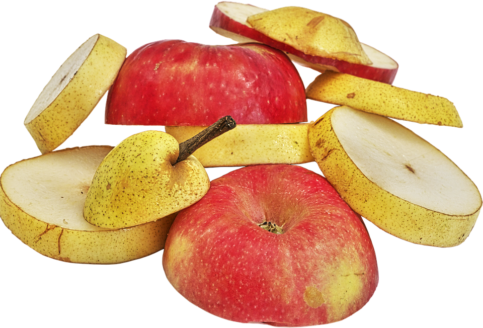 Sliced Applesand Pear Still Life PNG with transparent background
