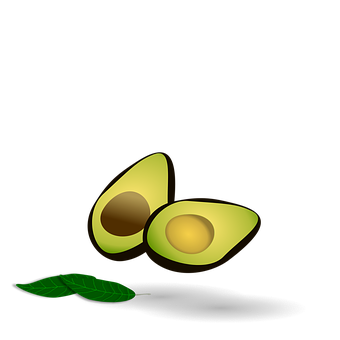 Sliced Avocadowith Leaf PNG with transparent background
