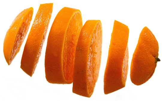 Sliced Orange Segments Floating