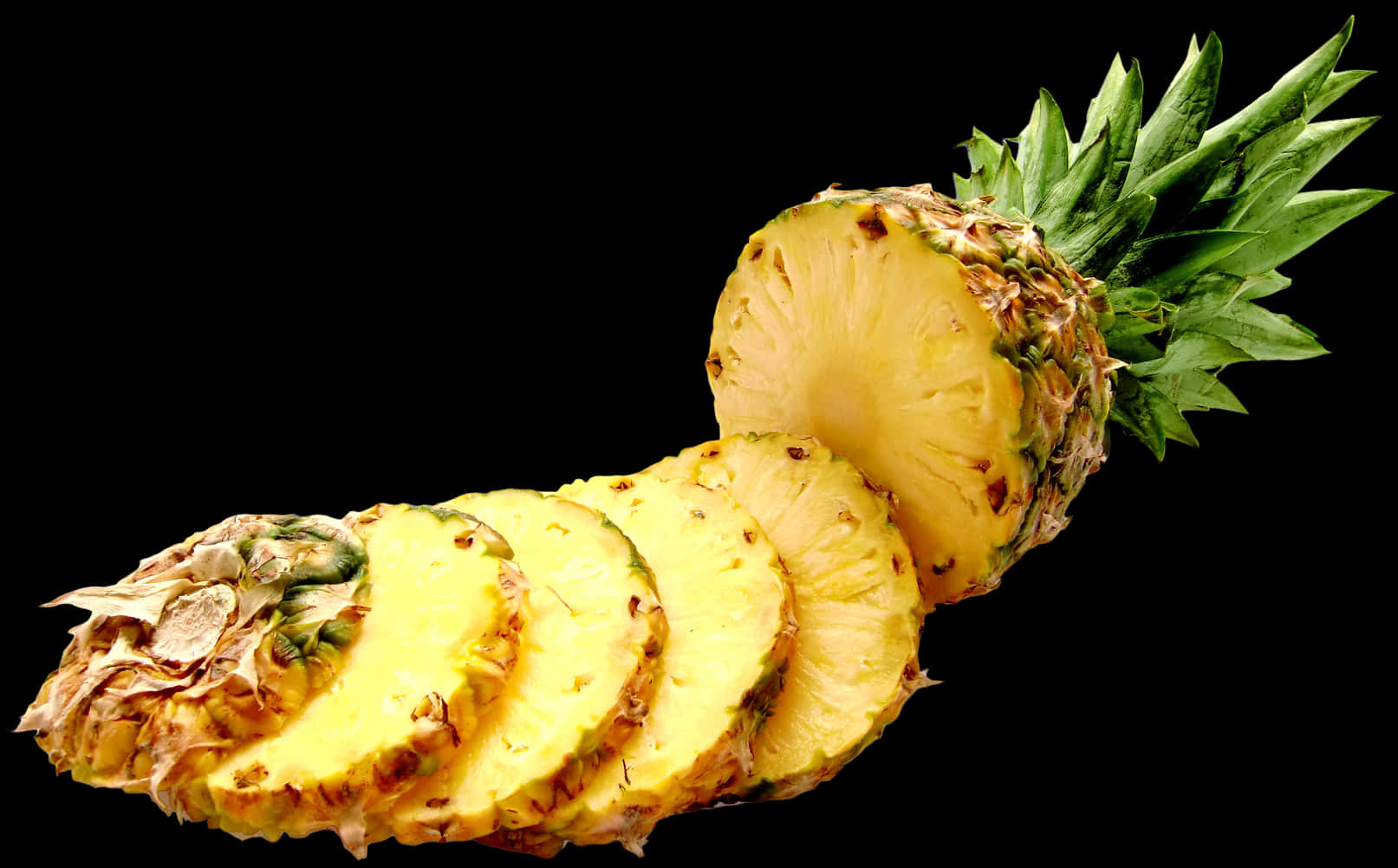 Sliced Pineapple Black Background