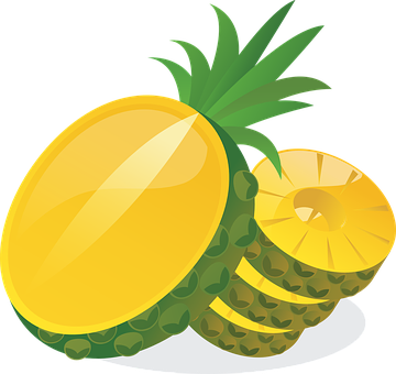 Sliced Pineapple Vector Illustration PNG with transparent background