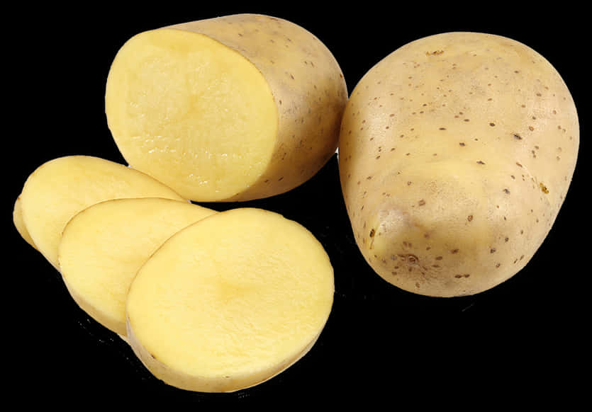 Sliced Potatoon Black Background PNG with transparent background
