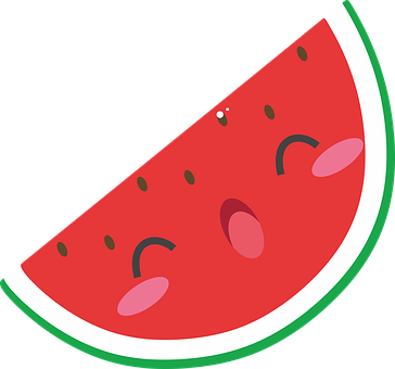 Sliced Watermelon Cartoon Illustration PNG with transparent background