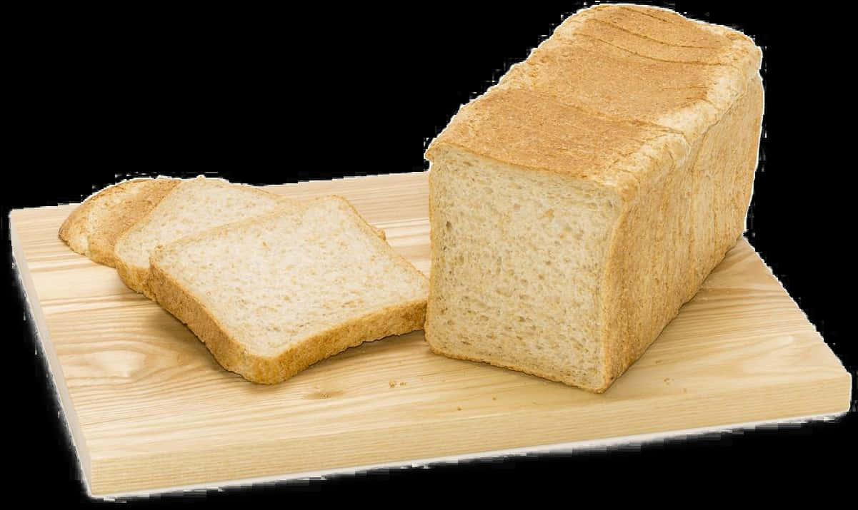 Sliced White Breadon Wooden Board PNG with transparent background