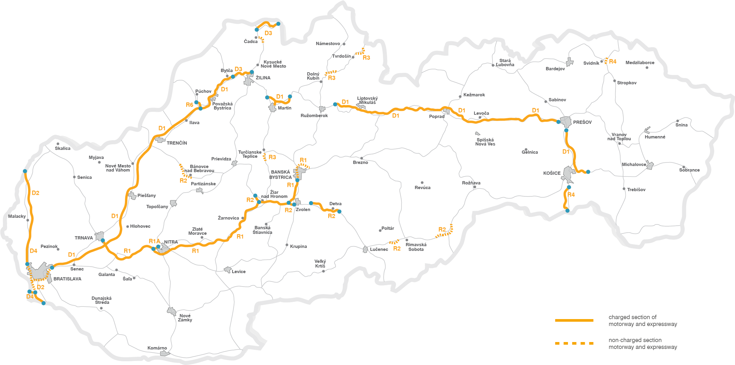 Slovakia Motorway Expressway Map