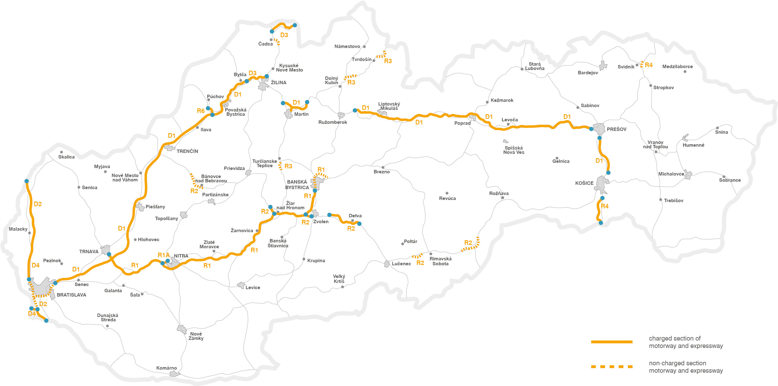 Slovakia Motorway Network Map